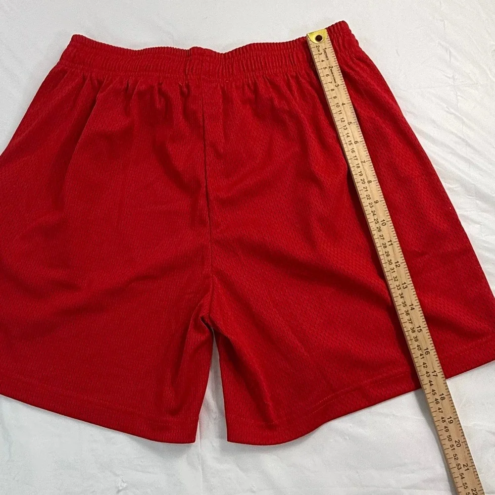 Eric Emanuel Basic Mesh Shorts Red White EE Logo Mens Large Made in NY